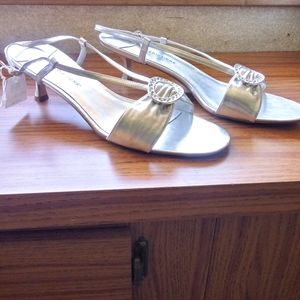 Women's Predictions Silver Short Heeled Party Sandal